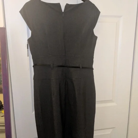 Brand New Calvin Klein Sheath Dress in Charcoal Gray w/Logo Belt - Picture 5 of 7